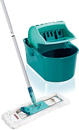 Leifheit Set Wischtuchpresse Profi Compact mit Bodenwischer und 3-teiligem Stiel, wie handgewrungen auspressbar, platzsparendes Wischset mit Mikrofaser Wischbezug für Fliesen und Laminat, Click-System im Sale