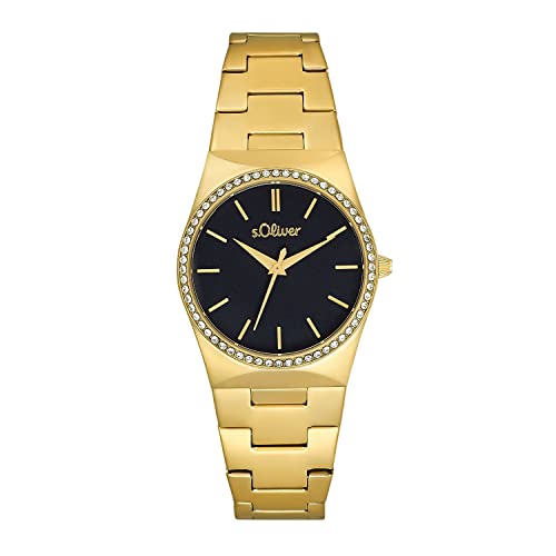 s.Oliver Armbanduhr Damen Quarzuhr Analog, mit Edelstahl Armband, Roséfarben, 5 bar Wasserdicht, Kommt in Uhren Geschenk Box, im Sale