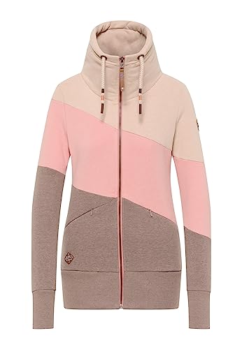Ragwear RUMIKA Zip women's sweat jacket sweatshirt with hood and zip transition jacket sweater hoody with three-color block stripes on sale