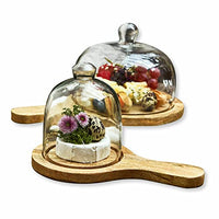 Thumbnail for LOBERON Tablett 2er Set Widar, inkl. schützender Glashauben, stilvolle Präsentation von Speisen, Tischaccessoires, Küchenzubehör, Mangoholz, Glas, im Sale