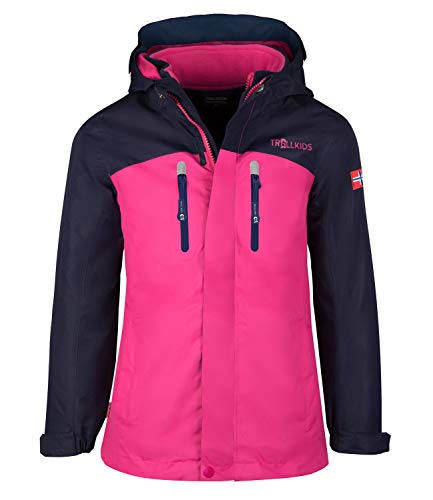Trollkids Girls' Bryggen Waterproof Windproof 3-in-1 Jacket, Light Berry/Dark Turquoise/Madeira Blue, on Sale