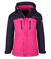 Thumbnail for Trollkids Girls' Bryggen Waterproof Windproof 3-in-1 Jacket, Light Berry/Dark Turquoise/Madeira Blue, on Sale