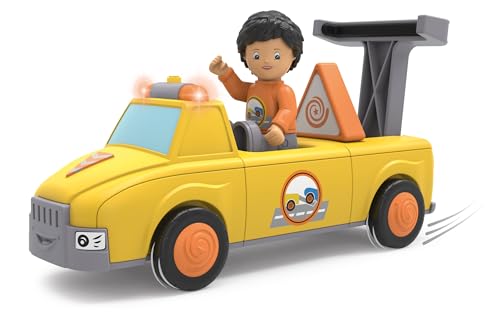 Toddys by siku 0115, Sam Speedy, 3-teiliges Spielzeugauto mit Licht und Sound, Zusammensteckbar, Inkl. beweglicher Spielfigur, Hochwertiger Schwungradmotor, Schwarz/Türkis, Ab 12 Monaten im Sale