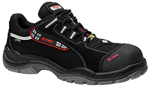 ELTEN Sicherheitsschuhe SENEX Pro GTX ESD S3, Herren, Textil, Kunststoffkappe (leichter als Stahlkappe), leicht, sportlich, Schwarz/Rot, im Sale