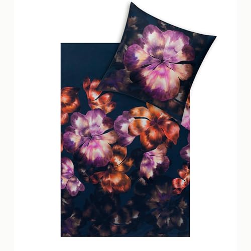 ESTELLA Mako Interlock Jersey Bettwäsche Emilia dunkelblau 1 Bettbezug 135 x 200 cm + 1 Kissenbezug 80 x 80 cm im Sale