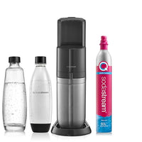 Thumbnail for SodaStream Duo Sprudelmaschine, mit 1 Liter wiederverwendbarer BPA-freier Kunststoff-Wasserflasche, 1 Glaskaraffe zum Karbonisieren und 60 Liter CO2-Gasflasche mit Schnellanschluss, Schwarz im Sale