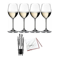 Thumbnail for Riedel Vinum Sauvignon Blanc/Dessert Wine Glasses (4-pack) with Wine Pourer and Microfiber Cleaning Cloth Set (4 pieces)