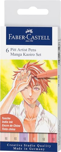 Thumbnail for FABER-CASTELL 167168 - Tuschestift Pitt Artist Pen Manga Kaoiro, mit Pinselspitze in verschiedenen Schreibfarben, 6er Etui im Sale