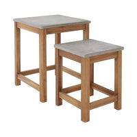 Thumbnail for BUTLERS Side Tables Set of 2 with Concrete Top (40x40 cm / 30x30 cm) -Concrete- Plant Tables Made of FSC Wood in Natural Color | Indoor Outdoor Weatherproof Furniture for Balcony, Terrace, Garden, Kitchen on Sale