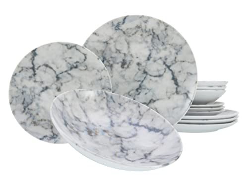 CreaTable, 25872, Home Marble Series, 12-piece dinnerware set, porcelain plate set, dishwasher and microwave safe, Made in Europe on sale