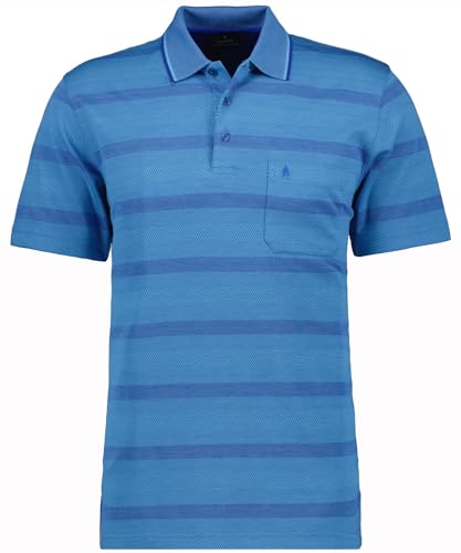 RAGMAN Herren Streifen-Polo Jacquard , Aqua-702 im Sale