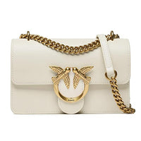 Thumbnail for Pinko Women's Love One Mini Dc Calfskin Bag, Z14q_White Silk Antique Gold on Sale