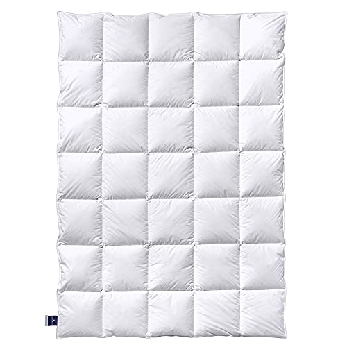 billerbeck Daunendecke Almira® 155 x 220 cm Wärmestufe mittel, Ganzjahr, besonders weich, waschbar, feuchtigkeitsregulierend, 90% Gänse-Daunen und 10% Gänse-Federn Bettdecke