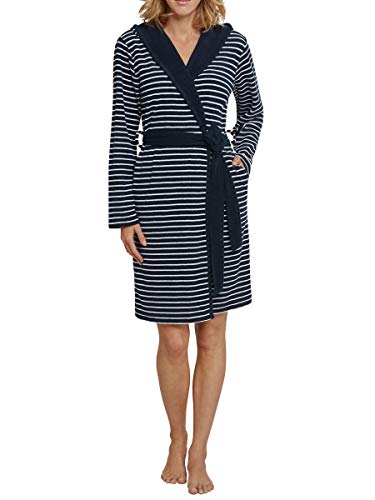 Schiesser Damen Bademantel, 95cm Bademantel, Blau (Nachtblau 804), 48 im Sale