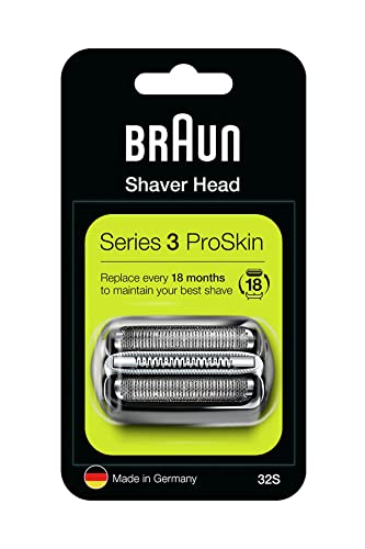Braun Series 3 ProSkin shaving head, electric shaver replacement blade for men, made in Germany, 32S, silver, 1 pack on sale