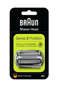 Thumbnail for Braun Series 3 ProSkin shaving head, electric shaver replacement blade for men, made in Germany, 32S, silver, 1 pack on sale
