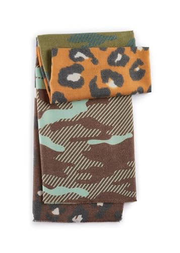 CODELLO women's cashmere scarf with printed leopard-camouflage mix on sale