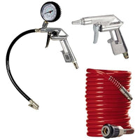 Thumbnail for Original Einhell Druckluftset 3-tlg. (Kompressor Zubehör, für alle handelsüblichen Kompressoren bis mind. 8 bar, inkl. Ausblaspistole, Reifenfüller, 5 m Druckluftschlauch, Schnellkupplung)