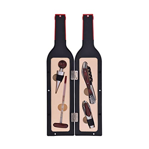 LAGUIOLE - Laguiole Weinsammelbox, Grand-Cru-Flaschenform, 4 Zubehörteile, Korkenzieher, Korkenzieher, Thermometer, Ausgießer mit Stopfen, Pakka und Edelstahl, schwarz im Sale