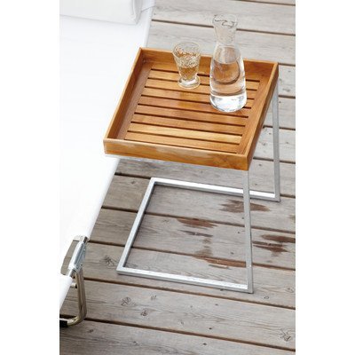 Pizzo Beistelltisch Edelstahl Inox geschlif/Teak im Sale
