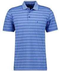 Thumbnail for RAGMAN Men's Jersey Softknit Polo Striped, Blue-718 on Sale