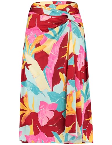 Gerry Weber Damen Rock Gewirke floral, Gemustert knieumspielend Gelb/Rot/Orange Druck 36 im Sale