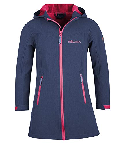 Trollkids Girls' Lillesand Water-Repellent Softshell Coat, Navy/Magenta, on Sale
