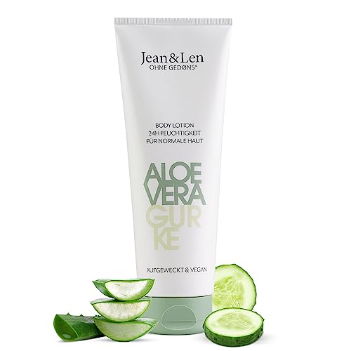 Jean &amp; Len Body Lotion Aloe Vera &amp; Cucumber, for normal skin, creamy-light texture, provides the skin with sufficient moisture for 24 hours, body lotion, without parabens &amp; silicones, vegan, 250 ml