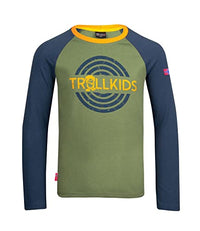 Thumbnail for Trollkids Unisex - Kinder Preikestolen Kapuzenpullover Hoodie aus Baumwolle, Mystisches Blau/Dunkel Marine/Kieferngrün, im Sale