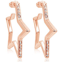 Thumbnail for Creolen Rosegold Stern Ohrringe Stern-Schmuck Kristalle 45 mm Ohrhänger NOBEL SCHMUCK im Sale