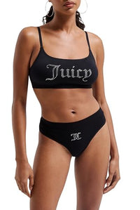 Thumbnail for Juicy Couture Damen Diamante Bralette & Brief Unterwäsche bügellosem BH und Slip für Sport Freiteit u. Fitness in versch. Farben Dessous-Set, Black, Standard im Sale