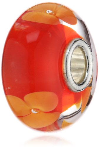 TrollBeads Damen-Bead Pfirsich Blume Glas 925 Sterling Silber TGLBE-10139 im Sale