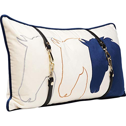 Kare Design Kissen Horsefaces, Blau/Weiß, Abnehmbarer Bezug mit Reisverschluss, Dekokissen, Zierkissen, Wohnaccessoire, Sofakissen, Bezug in Samtoptik, 50x30x8cm (H/B/T) im Sale