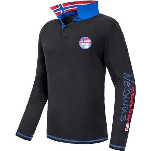 Nebulus Herren Langarm Polo Second, Shirt, Sweatshirt, Polo, schwarz - im Sale
