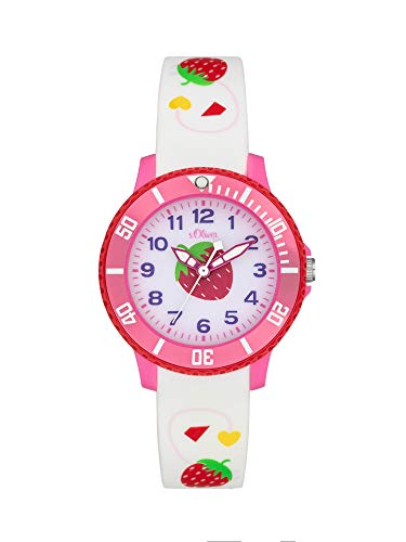 s.Oliver girls' analog quartz watch with silicone strap SO-3913-PQ on sale