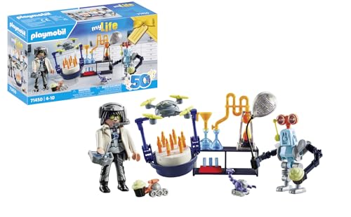 PLAYMOBIL myLife 71450 Researchers with Robots, Science Party in the Lab, including drone, robot, and innovative accessories, sustainable toy for children ages 4 and up on sale