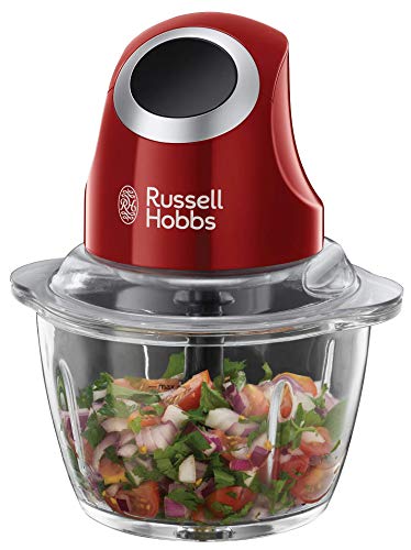 Russell Hobbs Zerkleinerer elektrisch Mini [Glasbehälter inkl. Aufbewahrungsdeckel] Desire Rot (500ml, Gemüsezerkleinerer, Mixer, Multi-& Universalzerkleinerer f. Gemüse, Obst & Fleisch) 24660-56 im Sale