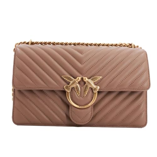 Pinko Damen Love One Classic Dc Sheep Nappa Chevron Tasche, D01q_Ingwer-antique Gold im Sale