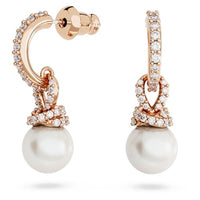 Thumbnail for Swarovski Originally Earrings, White and Rose Gold Plated Pearl Earrings with Radiant Swarovski Crystals on Sale
