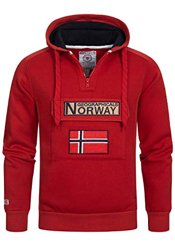 Geographical Norway GYMCLASS Men - Men's kangaroo pocket hoodie sweatshirt with brand logo and long sleeves, black, large on sale
