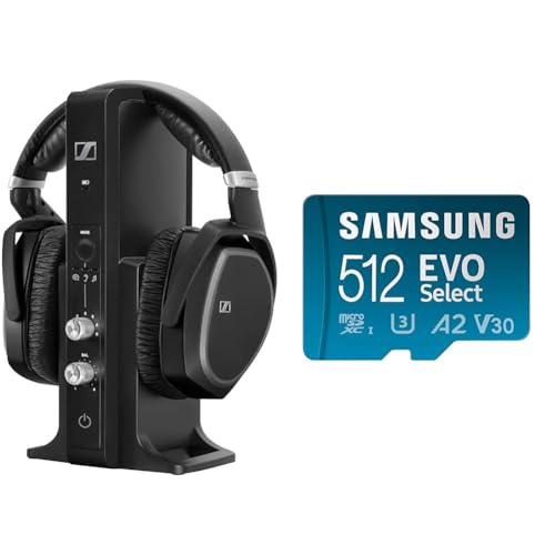Sennheiser RS195-U Digitales Funkkopfhörersystem & Samsung EVO Select microSD-Karte + SD-Adapter, 512 GB, Speicherkarte für Smartphone und Tablet, UHS-I U3, Full HD, 130 MB/s Lesen, MB-ME512KA/EU im Sale