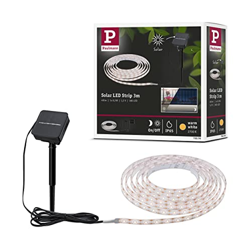 Paulmann 78896 LED Stripe Solar 3m inkl. Dämmerungssensor und Akku IP44 0,3W 48lm 60LEDs/m 2700K Warmweiß Schwarz Kunststoff im Sale