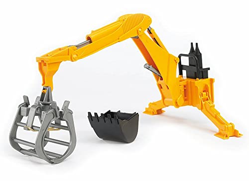 bruder 02338 - Rear Excavator Accessory with Grab &amp; Shovel - 1:16 Tractor Accessories, Trailer, Forestry, Forestry Work, Attachment, Farm on Sale