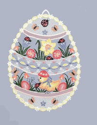 Thumbnail for Plauener Spitze Ostern Fensterbild Osterei mit Blumen 28x19 cm im Sale