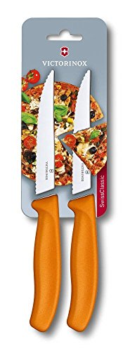 Thumbnail for Victorinox Swiss Classic, Professional Steak and Pizza Knife, Extra Sharp Blade, Serrated Edge, 12 cm, Stainless Steel, Orange on Sale