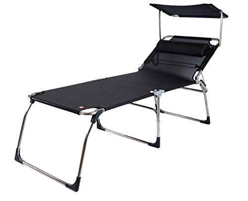 Jan Kurtz Fiam Amigo Big 50+ Sun Sonnenliege Klappliege Fiam 3-Beinliege Textilene schwarz mit Nackenrolle und Sonnendach zum setpreis im Sale