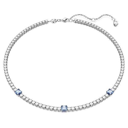 Swarovski Necklace 5666167 Matrix Tennis, Various Cuts, Blue, Rhodium-plated on Sale