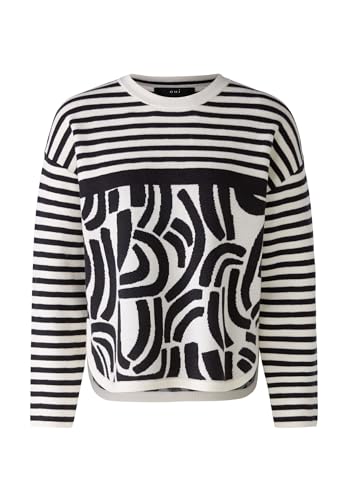 Oui Damen Pullover Viskosemischung lässig geschnitten Geometrical Freizeit Rundhals Blende Viskosemischung im Sale