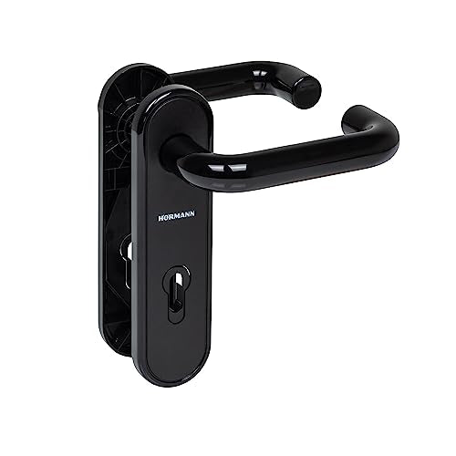 Hörmann handle set D-110 (short plate for cam and profile cylinder, black plastic, door handle) 534820 on sale