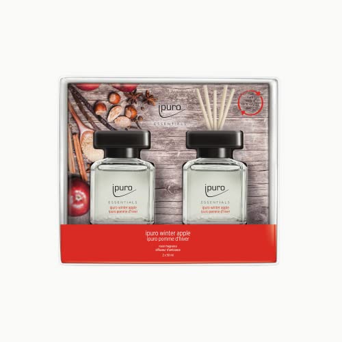 ipuro ESSENTIALS room fragrance winter apple gift set 2x50ml – high-quality air freshener – room fragrance set for a cozy, warm atmosphere
